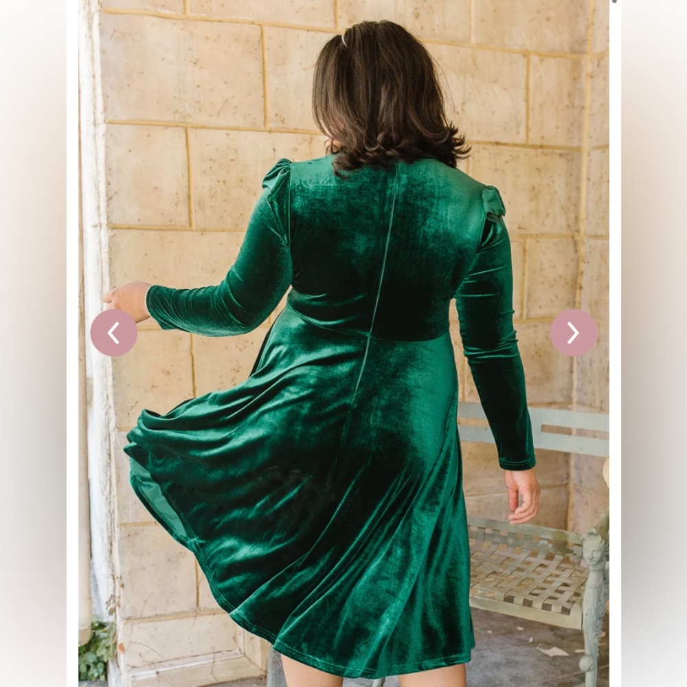 Ivy City Co emerald green velvet dress - Picture 2 of 7